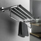 Polished Chrome Modernism Bathroom Accessory Set Bath Shelf/ Towel Bar/Robe Hooks Included Clearhalo 'Bathroom Hardware Sets' 'Bathroom Hardware' 'Bathroom Remodel & Bathroom Fixtures' 'bathroom_hardware_sets' 'Home Improvement' 'home_improvement' 'home_improvement_bathroom_hardware_sets' 7159858