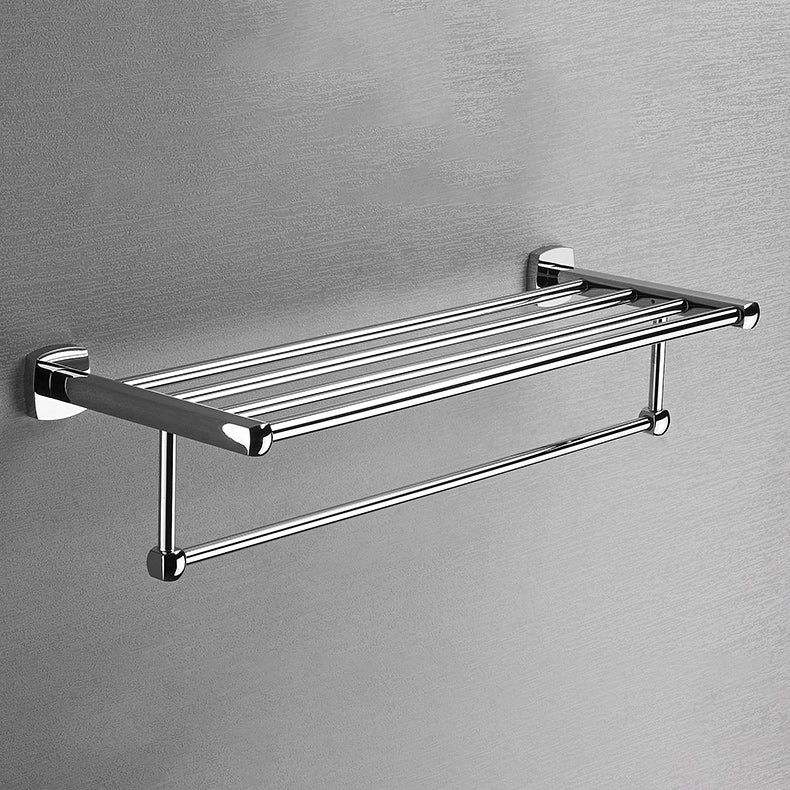 Polished Chrome Modernism Bathroom Accessory Set Bath Shelf/ Towel Bar/Robe Hooks Included Clearhalo 'Bathroom Hardware Sets' 'Bathroom Hardware' 'Bathroom Remodel & Bathroom Fixtures' 'bathroom_hardware_sets' 'Home Improvement' 'home_improvement' 'home_improvement_bathroom_hardware_sets' 7159862