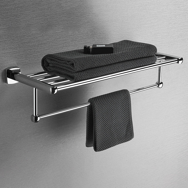 Polished Chrome Modernism Bathroom Accessory Set Bath Shelf/ Towel Bar/Robe Hooks Included Towel Rack Clearhalo 'Bathroom Hardware Sets' 'Bathroom Hardware' 'Bathroom Remodel & Bathroom Fixtures' 'bathroom_hardware_sets' 'Home Improvement' 'home_improvement' 'home_improvement_bathroom_hardware_sets' 7159866