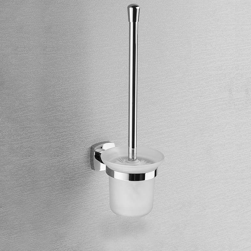 Polished Chrome Modernism Bathroom Accessory Set Bath Shelf/ Towel Bar/Robe Hooks Included Toilet Brush Clearhalo 'Bathroom Hardware Sets' 'Bathroom Hardware' 'Bathroom Remodel & Bathroom Fixtures' 'bathroom_hardware_sets' 'Home Improvement' 'home_improvement' 'home_improvement_bathroom_hardware_sets' 7159868