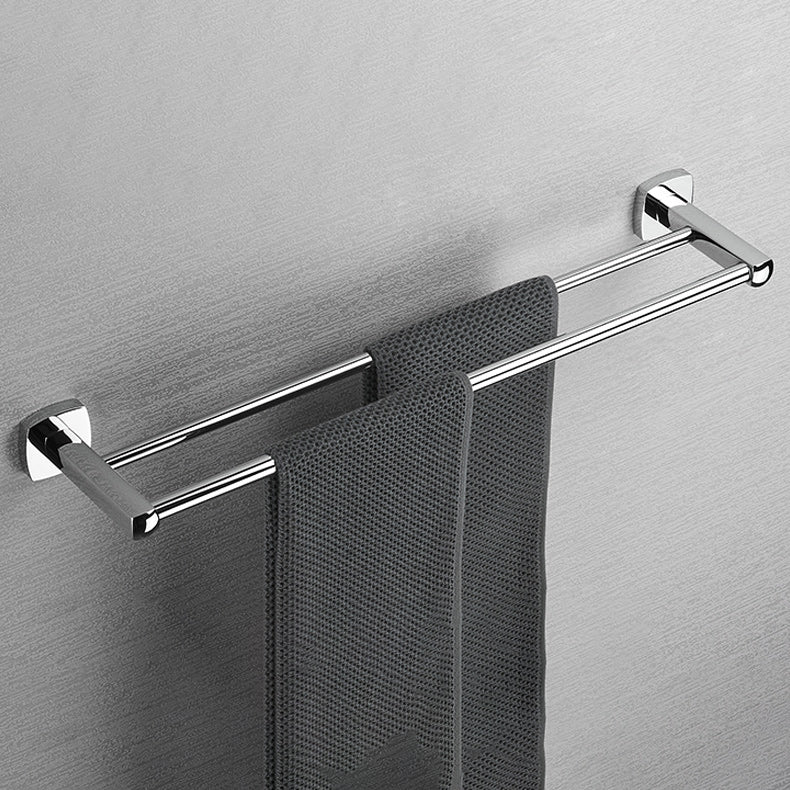 Polished Chrome Modernism Bathroom Accessory Set Bath Shelf/ Towel Bar/Robe Hooks Included Clearhalo 'Bathroom Hardware Sets' 'Bathroom Hardware' 'Bathroom Remodel & Bathroom Fixtures' 'bathroom_hardware_sets' 'Home Improvement' 'home_improvement' 'home_improvement_bathroom_hardware_sets' 7159874