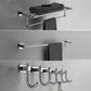 Polished Chrome Modernism Bathroom Accessory Set Bath Shelf/ Towel Bar/Robe Hooks Included 3-Piece Set Clearhalo 'Bathroom Hardware Sets' 'Bathroom Hardware' 'Bathroom Remodel & Bathroom Fixtures' 'bathroom_hardware_sets' 'Home Improvement' 'home_improvement' 'home_improvement_bathroom_hardware_sets' 7159879