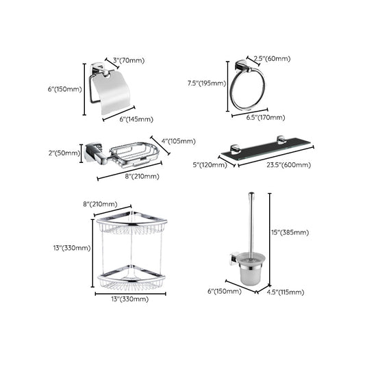 Polished Chrome Modernism Bathroom Accessory Set Bath Shelf/ Towel Bar/Robe Hooks Included