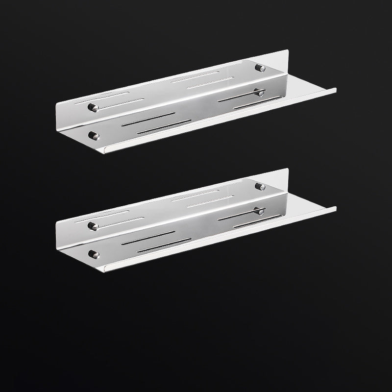 Modernism Rectangular Bath Shelf in Stainless Steel Polished Chrome Bathroom Hardware Set 16" 2 Piece Set Clearhalo 'Bathroom Hardware Sets' 'Bathroom Hardware' 'Bathroom Remodel & Bathroom Fixtures' 'bathroom_hardware_sets' 'Home Improvement' 'home_improvement' 'home_improvement_bathroom_hardware_sets' 7159908