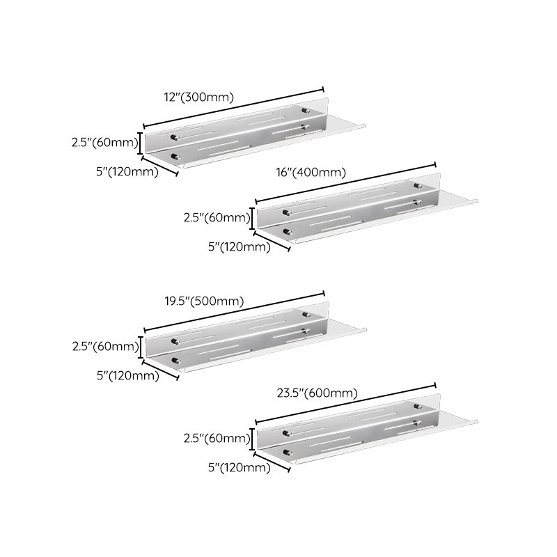Modernism Rectangular Bath Shelf in Stainless Steel Polished Chrome Bathroom Hardware Set Clearhalo 'Bathroom Hardware Sets' 'Bathroom Hardware' 'Bathroom Remodel & Bathroom Fixtures' 'bathroom_hardware_sets' 'Home Improvement' 'home_improvement' 'home_improvement_bathroom_hardware_sets' 7159912