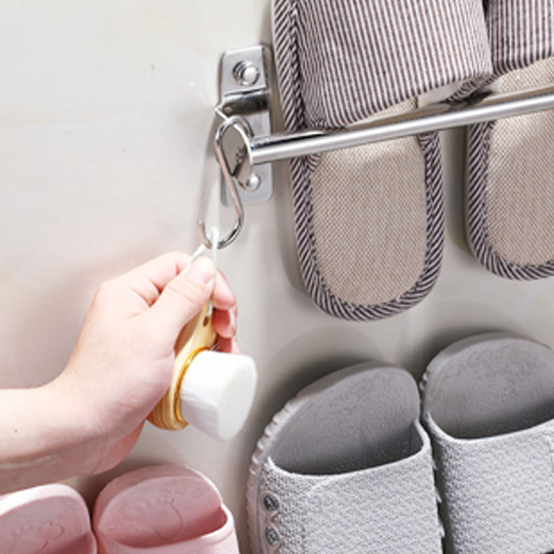 3-Piece Stainless Steel Bathroom Accessory Set Modern Chrome Slipper Stand Clearhalo 'Bathroom Hardware Sets' 'Bathroom Hardware' 'Bathroom Remodel & Bathroom Fixtures' 'bathroom_hardware_sets' 'Home Improvement' 'home_improvement' 'home_improvement_bathroom_hardware_sets' 7159953