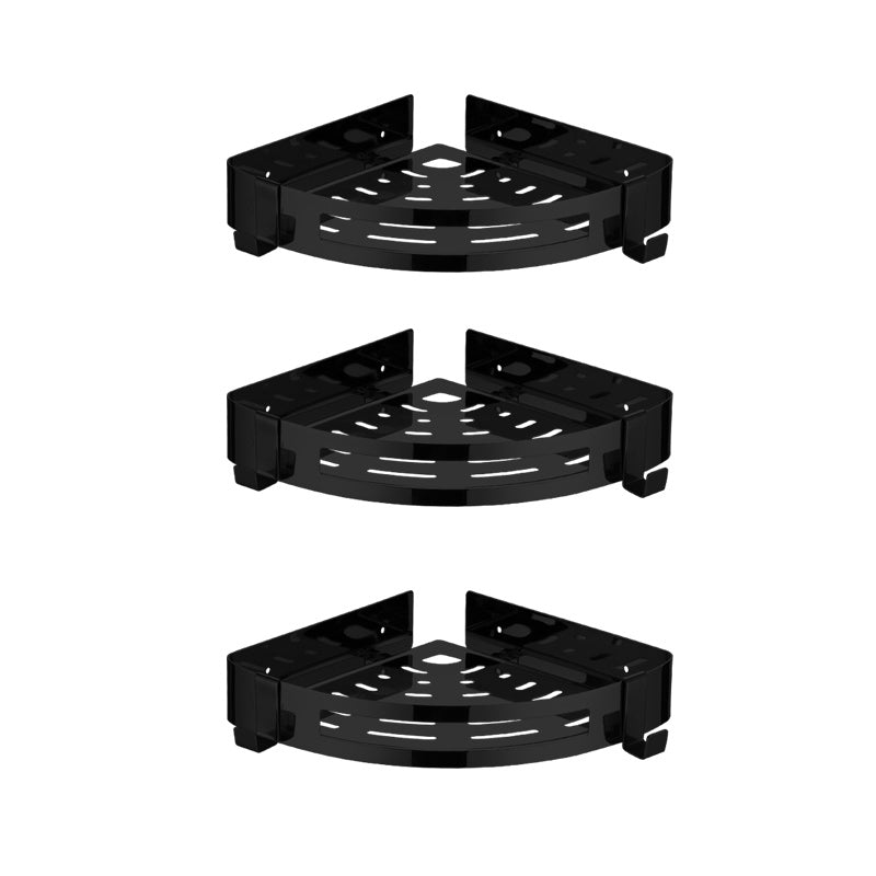Modern Stainless Steel Bathroom Accessory Set Rectangular & Triangle Bath Shelf 12" Black 3 Piece Set Clearhalo 'Bathroom Hardware Sets' 'Bathroom Hardware' 'Bathroom Remodel & Bathroom Fixtures' 'bathroom_hardware_sets' 'Home Improvement' 'home_improvement' 'home_improvement_bathroom_hardware_sets' 7159974