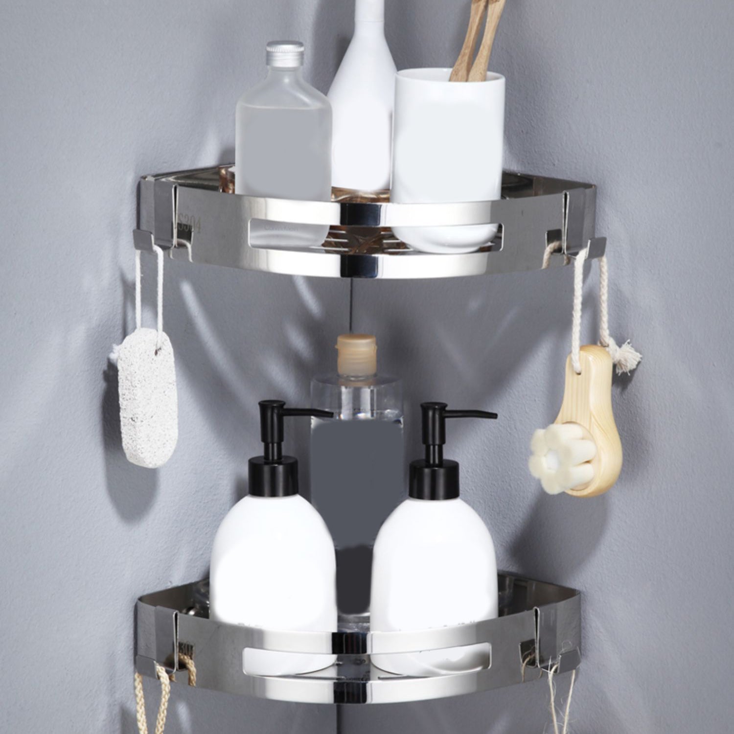 Modern Stainless Steel Bathroom Accessory Set Rectangular & Triangle Bath Shelf Clearhalo 'Bathroom Hardware Sets' 'Bathroom Hardware' 'Bathroom Remodel & Bathroom Fixtures' 'bathroom_hardware_sets' 'Home Improvement' 'home_improvement' 'home_improvement_bathroom_hardware_sets' 7159977