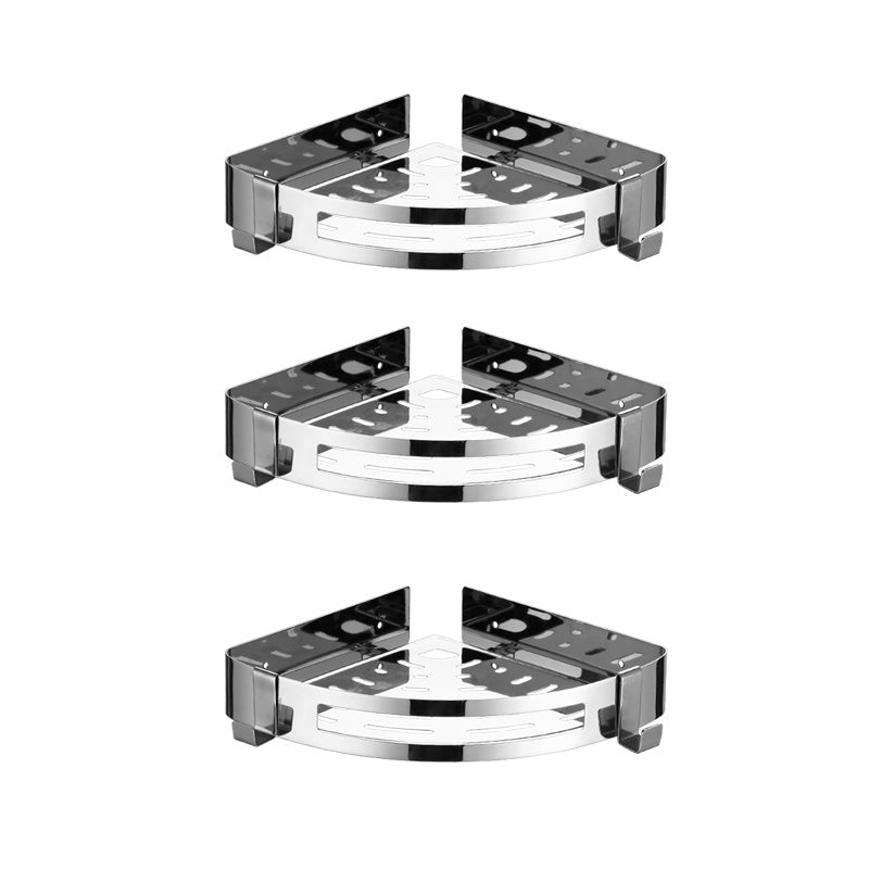 Modern Stainless Steel Bathroom Accessory Set Rectangular & Triangle Bath Shelf Chrome 3 Piece Set Clearhalo 'Bathroom Hardware Sets' 'Bathroom Hardware' 'Bathroom Remodel & Bathroom Fixtures' 'bathroom_hardware_sets' 'Home Improvement' 'home_improvement' 'home_improvement_bathroom_hardware_sets' 7159980