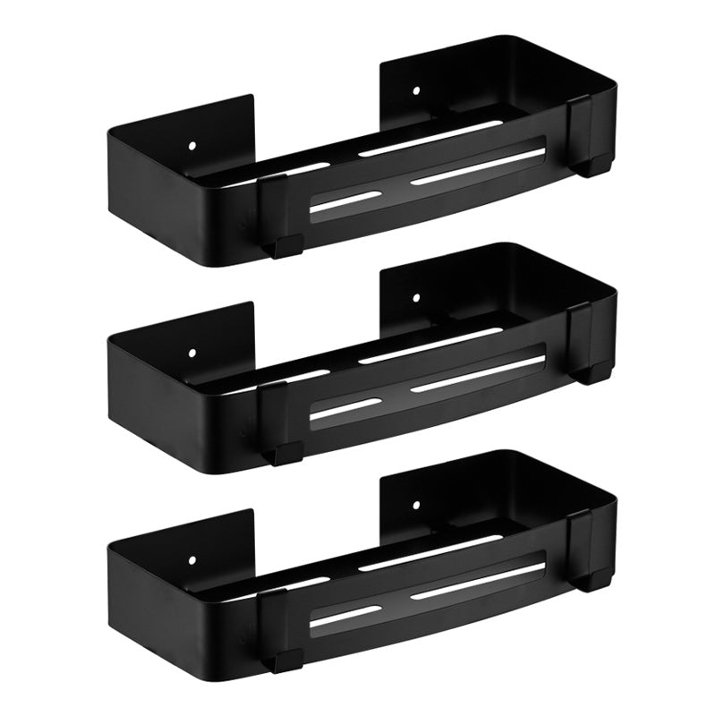 Modern Stainless Steel Bathroom Accessory Set Rectangular & Triangle Bath Shelf 12.5" Black 3 Piece Set Clearhalo 'Bathroom Hardware Sets' 'Bathroom Hardware' 'Bathroom Remodel & Bathroom Fixtures' 'bathroom_hardware_sets' 'Home Improvement' 'home_improvement' 'home_improvement_bathroom_hardware_sets' 7159986