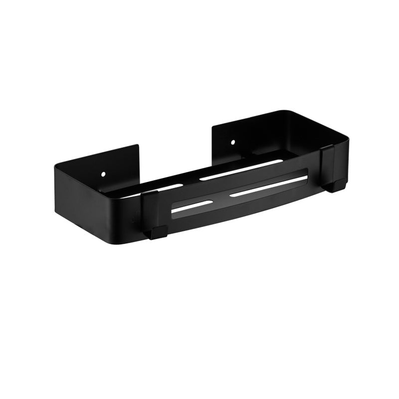Modern Stainless Steel Bathroom Accessory Set Rectangular & Triangle Bath Shelf 12.5" Black 1 Piece Clearhalo 'Bathroom Hardware Sets' 'Bathroom Hardware' 'Bathroom Remodel & Bathroom Fixtures' 'bathroom_hardware_sets' 'Home Improvement' 'home_improvement' 'home_improvement_bathroom_hardware_sets' 7159988