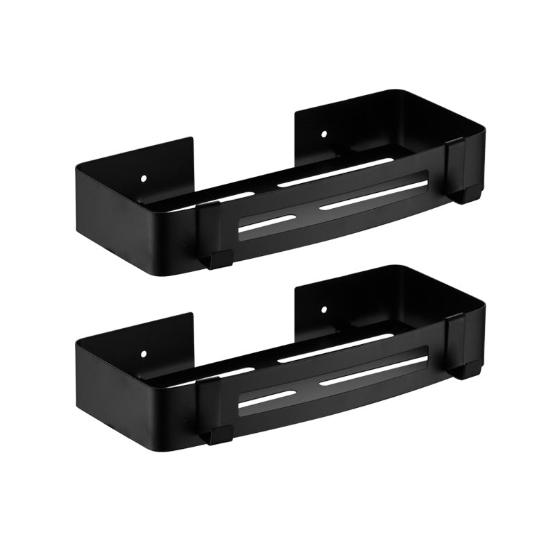 Modern Stainless Steel Bathroom Accessory Set Rectangular & Triangle Bath Shelf 12.5" Black 2 Piece Set Clearhalo 'Bathroom Hardware Sets' 'Bathroom Hardware' 'Bathroom Remodel & Bathroom Fixtures' 'bathroom_hardware_sets' 'Home Improvement' 'home_improvement' 'home_improvement_bathroom_hardware_sets' 7159990