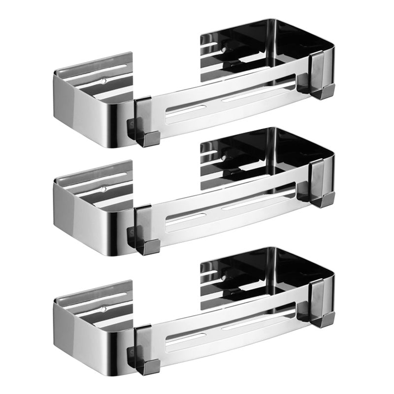 Modern Stainless Steel Bathroom Accessory Set Rectangular & Triangle Bath Shelf 12.5" Chrome 3 Piece Set Clearhalo 'Bathroom Hardware Sets' 'Bathroom Hardware' 'Bathroom Remodel & Bathroom Fixtures' 'bathroom_hardware_sets' 'Home Improvement' 'home_improvement' 'home_improvement_bathroom_hardware_sets' 7159991