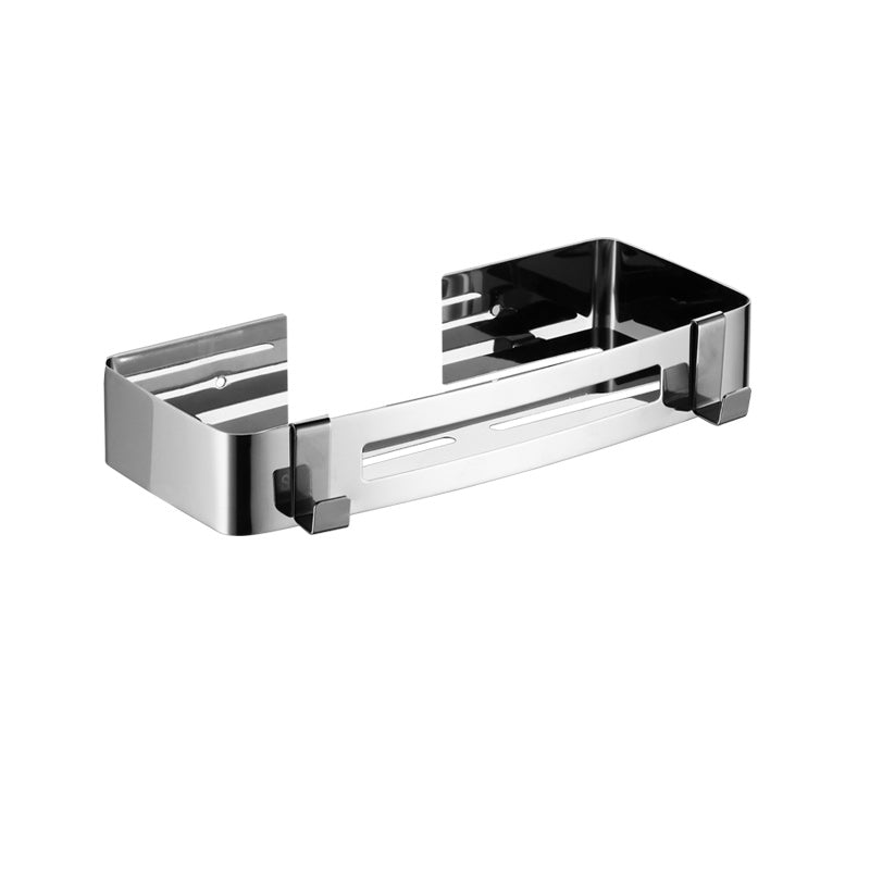 Modern Stainless Steel Bathroom Accessory Set Rectangular & Triangle Bath Shelf 12.5" Chrome 1 Piece Clearhalo 'Bathroom Hardware Sets' 'Bathroom Hardware' 'Bathroom Remodel & Bathroom Fixtures' 'bathroom_hardware_sets' 'Home Improvement' 'home_improvement' 'home_improvement_bathroom_hardware_sets' 7159993
