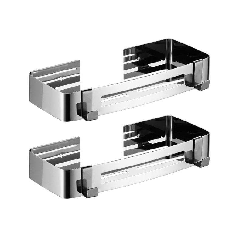 Modern Stainless Steel Bathroom Accessory Set Rectangular & Triangle Bath Shelf 12.5" Chrome 2 Piece Set Clearhalo 'Bathroom Hardware Sets' 'Bathroom Hardware' 'Bathroom Remodel & Bathroom Fixtures' 'bathroom_hardware_sets' 'Home Improvement' 'home_improvement' 'home_improvement_bathroom_hardware_sets' 7159994