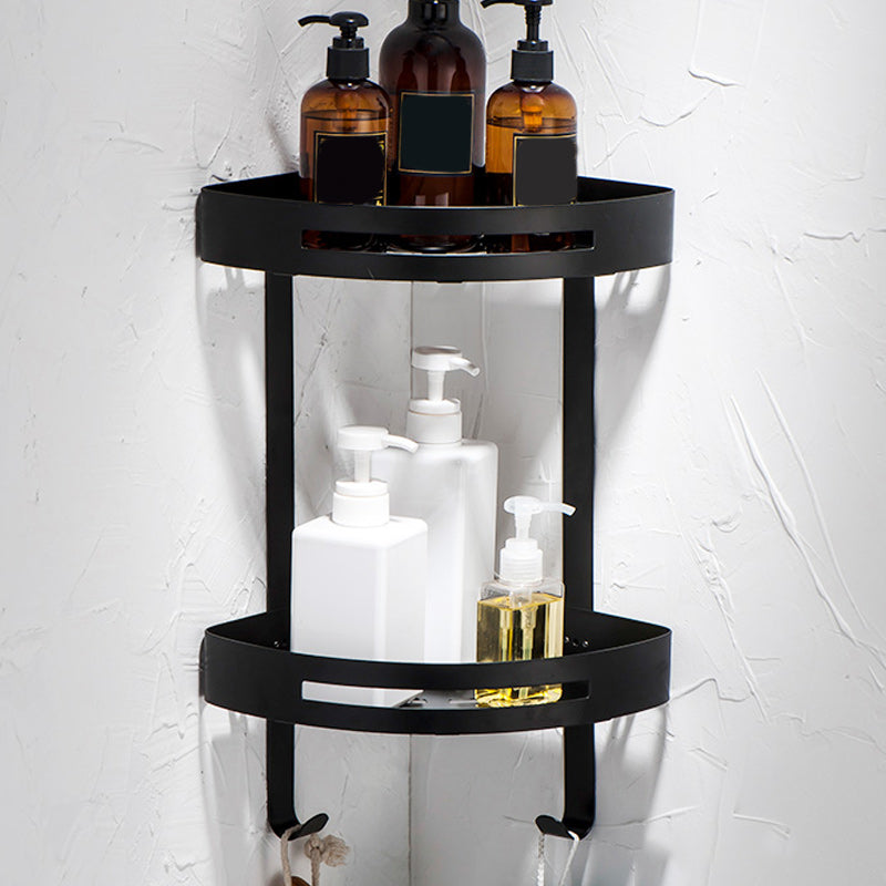 Modern Stainless Steel Bathroom Accessory Set Rectangular & Triangle Bath Shelf 17" Black 1 Piece Clearhalo 'Bathroom Hardware Sets' 'Bathroom Hardware' 'Bathroom Remodel & Bathroom Fixtures' 'bathroom_hardware_sets' 'Home Improvement' 'home_improvement' 'home_improvement_bathroom_hardware_sets' 7159995