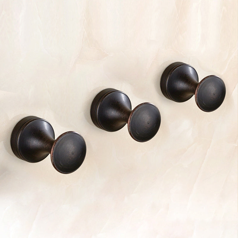 5 Piece Traditional Bathroom Accessory Set Brushed Brass Robe Hooks Black 3 Piece Set No Hook Included Clearhalo 'Bathroom Hardware Sets' 'Bathroom Hardware' 'Bathroom Remodel & Bathroom Fixtures' 'bathroom_hardware_sets' 'Home Improvement' 'home_improvement' 'home_improvement_bathroom_hardware_sets' 7160022