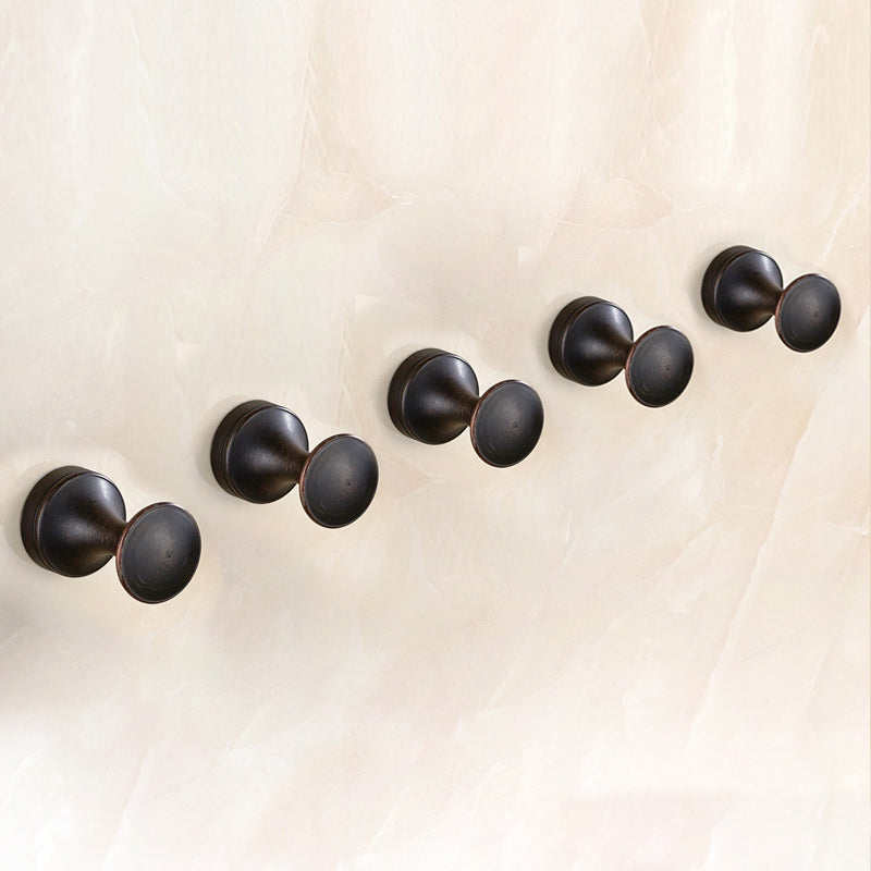 5 Piece Traditional Bathroom Accessory Set Brushed Brass Robe Hooks Black 5 Piece Set No Hook Included Clearhalo 'Bathroom Hardware Sets' 'Bathroom Hardware' 'Bathroom Remodel & Bathroom Fixtures' 'bathroom_hardware_sets' 'Home Improvement' 'home_improvement' 'home_improvement_bathroom_hardware_sets' 7160025