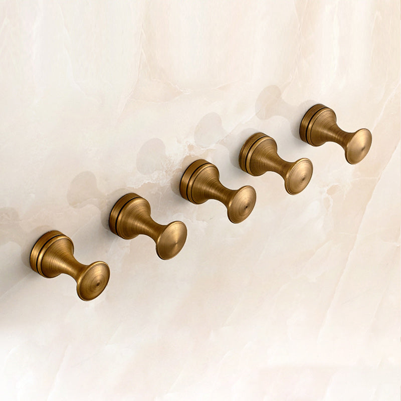 5 Piece Traditional Bathroom Accessory Set Brushed Brass Robe Hooks -  Clearhalo