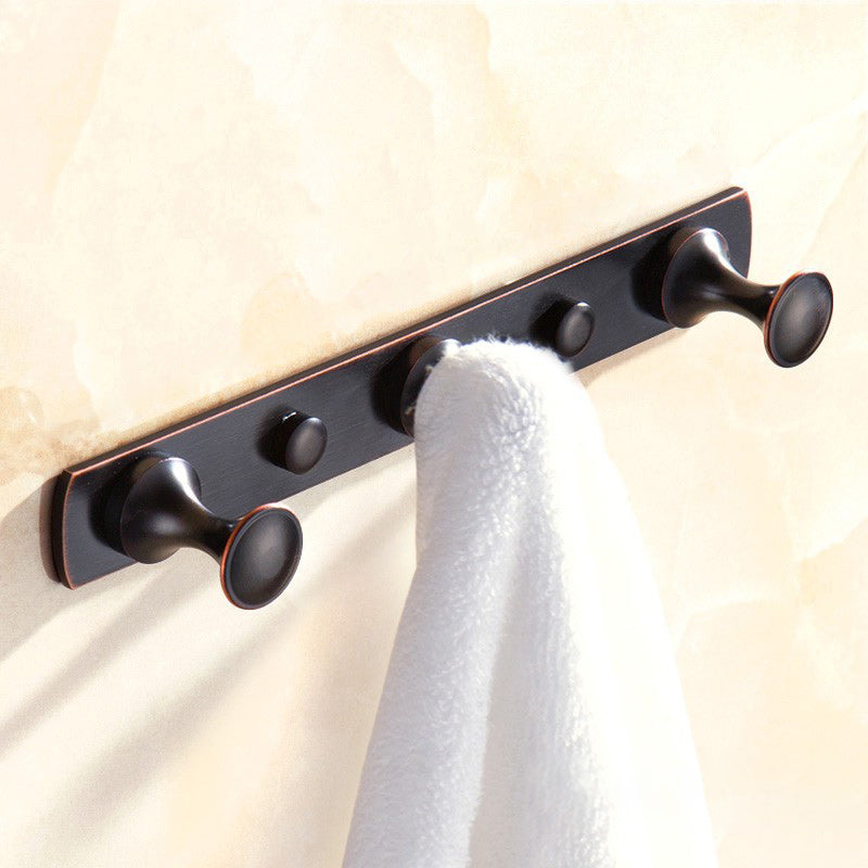 5 Piece Traditional Bathroom Accessory Set Brushed Brass Robe Hooks Black 1 Piece 3 Clearhalo 'Bathroom Hardware Sets' 'Bathroom Hardware' 'Bathroom Remodel & Bathroom Fixtures' 'bathroom_hardware_sets' 'Home Improvement' 'home_improvement' 'home_improvement_bathroom_hardware_sets' 7160029