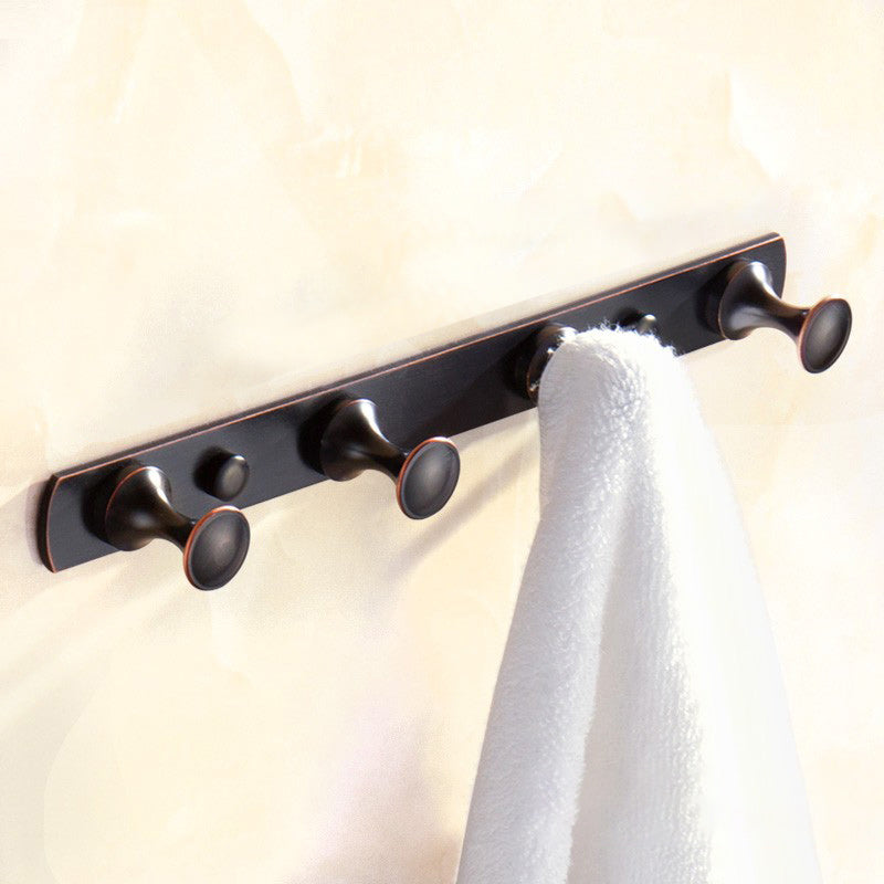 5 Piece Traditional Bathroom Accessory Set Brushed Brass Robe Hooks Black 1 Piece 4 Clearhalo 'Bathroom Hardware Sets' 'Bathroom Hardware' 'Bathroom Remodel & Bathroom Fixtures' 'bathroom_hardware_sets' 'Home Improvement' 'home_improvement' 'home_improvement_bathroom_hardware_sets' 7160033