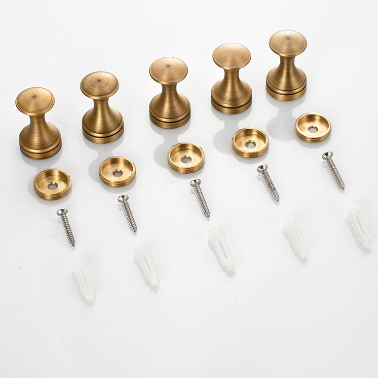 5 Piece Traditional Bathroom Accessory Set Brushed Brass Robe Hooks Clearhalo 'Bathroom Hardware Sets' 'Bathroom Hardware' 'Bathroom Remodel & Bathroom Fixtures' 'bathroom_hardware_sets' 'Home Improvement' 'home_improvement' 'home_improvement_bathroom_hardware_sets' 7160037