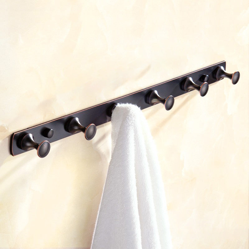 5 Piece Traditional Bathroom Accessory Set Brushed Brass Robe Hooks Black 1 Piece 6 Clearhalo 'Bathroom Hardware Sets' 'Bathroom Hardware' 'Bathroom Remodel & Bathroom Fixtures' 'bathroom_hardware_sets' 'Home Improvement' 'home_improvement' 'home_improvement_bathroom_hardware_sets' 7160041