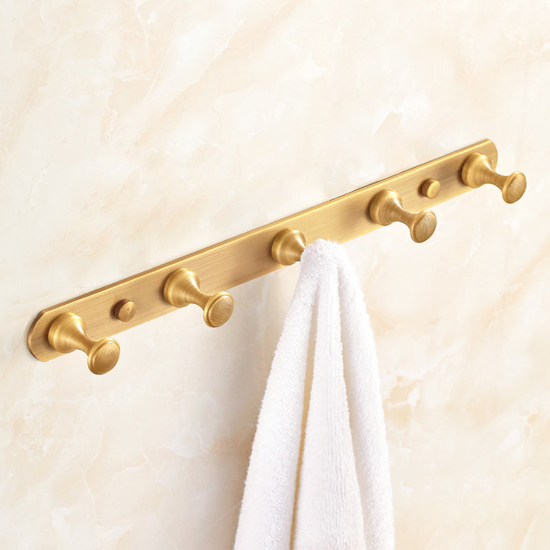 5 Piece Traditional Bathroom Accessory Set Brushed Brass Robe Hooks Antique Brass 1 Piece 5 Clearhalo 'Bathroom Hardware Sets' 'Bathroom Hardware' 'Bathroom Remodel & Bathroom Fixtures' 'bathroom_hardware_sets' 'Home Improvement' 'home_improvement' 'home_improvement_bathroom_hardware_sets' 7160044