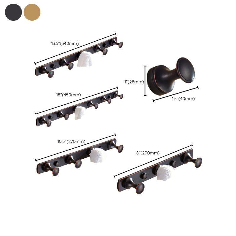 5 Piece Traditional Bathroom Accessory Set Brushed Brass Robe Hooks Clearhalo 'Bathroom Hardware Sets' 'Bathroom Hardware' 'Bathroom Remodel & Bathroom Fixtures' 'bathroom_hardware_sets' 'Home Improvement' 'home_improvement' 'home_improvement_bathroom_hardware_sets' 7160045