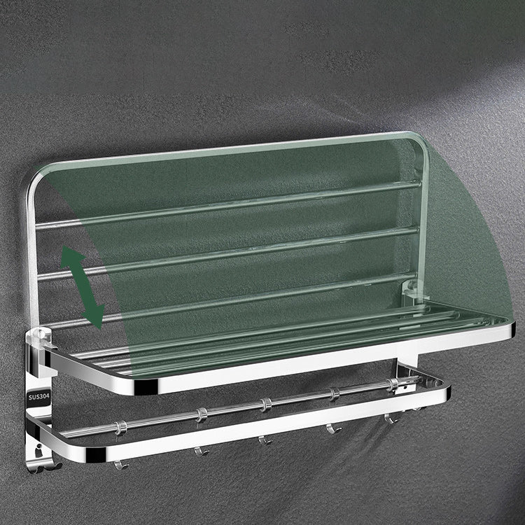 Contemporary Bath Hardware Set in Stainless Steel Chrome Robe Hooks/Towel Bar Clearhalo 'Bathroom Hardware Sets' 'Bathroom Hardware' 'Bathroom Remodel & Bathroom Fixtures' 'bathroom_hardware_sets' 'Home Improvement' 'home_improvement' 'home_improvement_bathroom_hardware_sets' 7160057