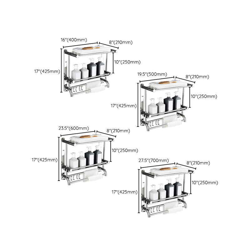 Contemporary Bath Hardware Set in Stainless Steel Chrome Robe Hooks/Towel Bar Clearhalo 'Bathroom Hardware Sets' 'Bathroom Hardware' 'Bathroom Remodel & Bathroom Fixtures' 'bathroom_hardware_sets' 'Home Improvement' 'home_improvement' 'home_improvement_bathroom_hardware_sets' 7160068