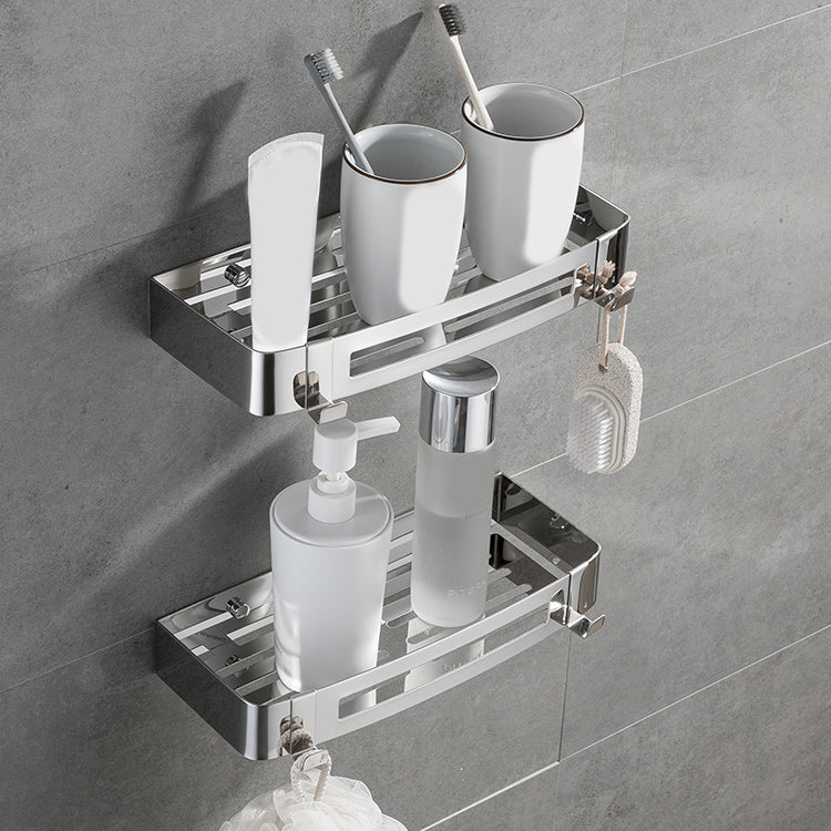 Contemporary 2/3-Piece Bathroom Accessory Set Geometric Bath Shelf in Stainless Steel Clearhalo 'Bathroom Hardware Sets' 'Bathroom Hardware' 'Bathroom Remodel & Bathroom Fixtures' 'bathroom_hardware_sets' 'Home Improvement' 'home_improvement' 'home_improvement_bathroom_hardware_sets' 7160130