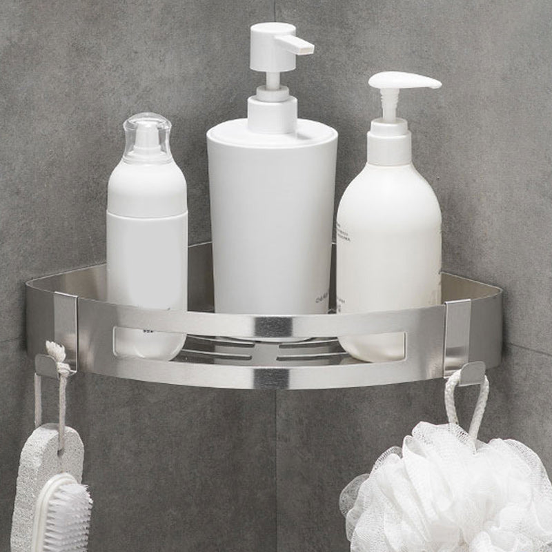 Contemporary 2/3-Piece Bathroom Accessory Set Geometric Bath Shelf in Stainless Steel Silver 1 Piece Triangle Clearhalo 'Bathroom Hardware Sets' 'Bathroom Hardware' 'Bathroom Remodel & Bathroom Fixtures' 'bathroom_hardware_sets' 'Home Improvement' 'home_improvement' 'home_improvement_bathroom_hardware_sets' 7160139
