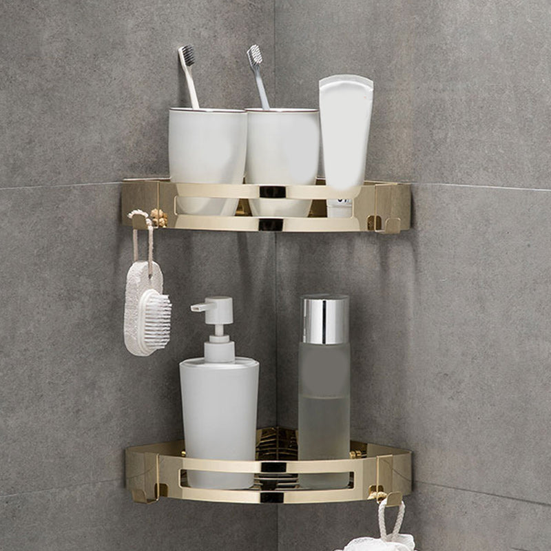 Contemporary 2/3-Piece Bathroom Accessory Set Geometric Bath Shelf in Stainless Steel Gold 2 Piece Set Triangle Clearhalo 'Bathroom Hardware Sets' 'Bathroom Hardware' 'Bathroom Remodel & Bathroom Fixtures' 'bathroom_hardware_sets' 'Home Improvement' 'home_improvement' 'home_improvement_bathroom_hardware_sets' 7160148