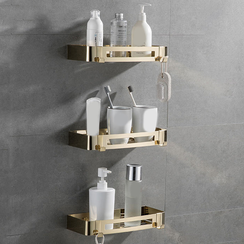 Contemporary 2/3-Piece Bathroom Accessory Set Geometric Bath Shelf in Stainless Steel Gold 3 Piece Set Rectangle Clearhalo 'Bathroom Hardware Sets' 'Bathroom Hardware' 'Bathroom Remodel & Bathroom Fixtures' 'bathroom_hardware_sets' 'Home Improvement' 'home_improvement' 'home_improvement_bathroom_hardware_sets' 7160152