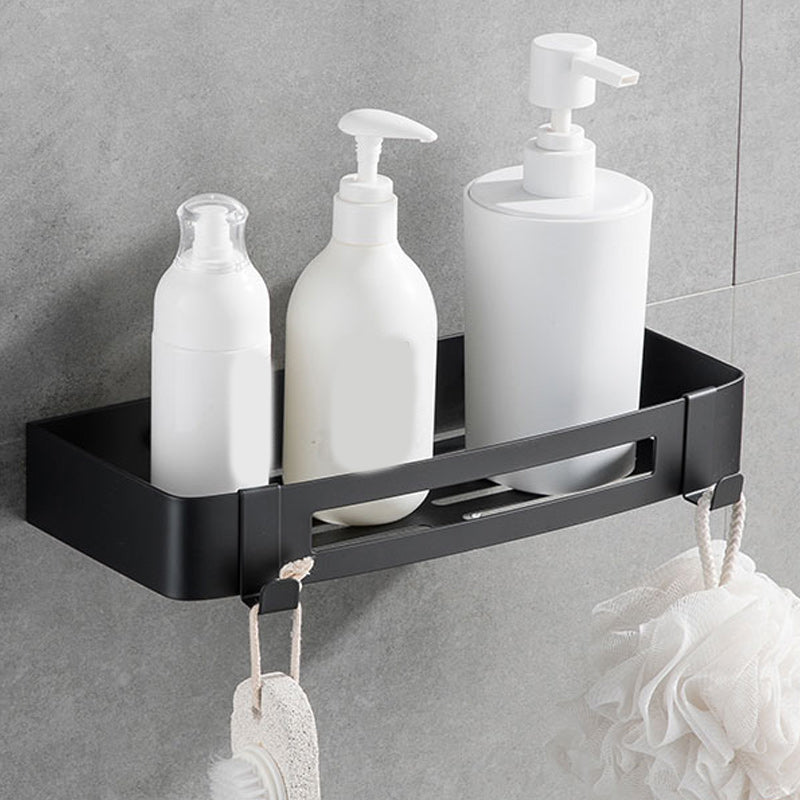 Contemporary 2/3-Piece Bathroom Accessory Set Geometric Bath Shelf in Stainless Steel Black 1 Piece Rectangle Clearhalo 'Bathroom Hardware Sets' 'Bathroom Hardware' 'Bathroom Remodel & Bathroom Fixtures' 'bathroom_hardware_sets' 'Home Improvement' 'home_improvement' 'home_improvement_bathroom_hardware_sets' 7160154