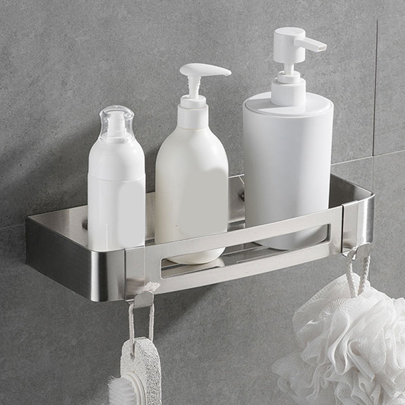 Contemporary 2/3-Piece Bathroom Accessory Set Geometric Bath Shelf in Stainless Steel Silver 1 Piece Rectangle Clearhalo 'Bathroom Hardware Sets' 'Bathroom Hardware' 'Bathroom Remodel & Bathroom Fixtures' 'bathroom_hardware_sets' 'Home Improvement' 'home_improvement' 'home_improvement_bathroom_hardware_sets' 7160155