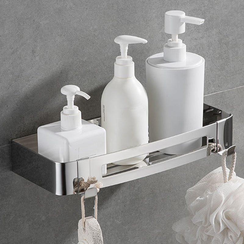 Contemporary 2/3-Piece Bathroom Accessory Set Geometric Bath Shelf in Stainless Steel Chrome 1 Piece Rectangle Clearhalo 'Bathroom Hardware Sets' 'Bathroom Hardware' 'Bathroom Remodel & Bathroom Fixtures' 'bathroom_hardware_sets' 'Home Improvement' 'home_improvement' 'home_improvement_bathroom_hardware_sets' 7160157