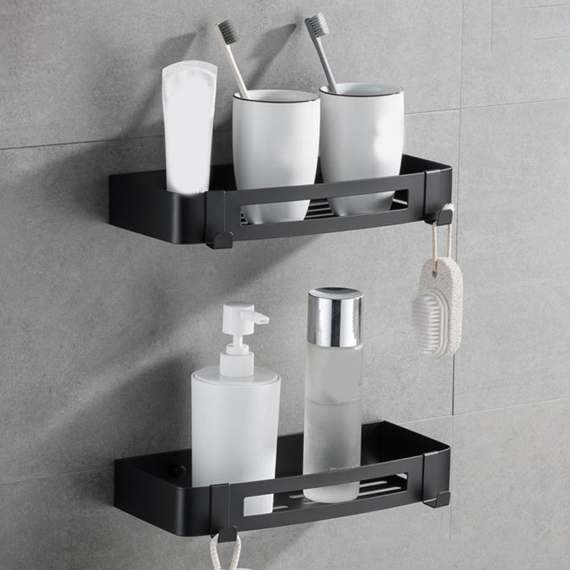 Contemporary 2/3-Piece Bathroom Accessory Set Geometric Bath Shelf in Stainless Steel Black 2 Piece Set Rectangle Clearhalo 'Bathroom Hardware Sets' 'Bathroom Hardware' 'Bathroom Remodel & Bathroom Fixtures' 'bathroom_hardware_sets' 'Home Improvement' 'home_improvement' 'home_improvement_bathroom_hardware_sets' 7160158