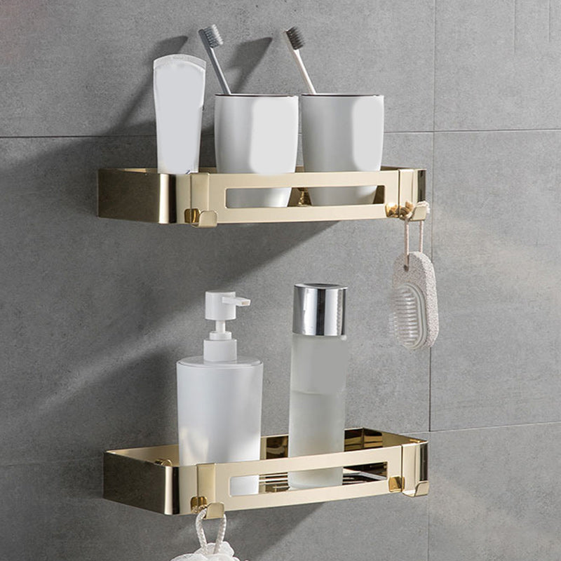 Contemporary 2/3-Piece Bathroom Accessory Set Geometric Bath Shelf in Stainless Steel Gold 2 Piece Set Rectangle Clearhalo 'Bathroom Hardware Sets' 'Bathroom Hardware' 'Bathroom Remodel & Bathroom Fixtures' 'bathroom_hardware_sets' 'Home Improvement' 'home_improvement' 'home_improvement_bathroom_hardware_sets' 7160160