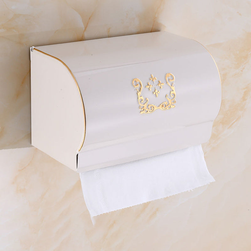 Vintage Bathroom Accessory Set Aluminum Paper Holder in White 1 Piece Toilet Paper Holder (8"L) Clearhalo 'Bathroom Hardware Sets' 'Bathroom Hardware' 'Bathroom Remodel & Bathroom Fixtures' 'bathroom_hardware_sets' 'Home Improvement' 'home_improvement' 'home_improvement_bathroom_hardware_sets' 7160223