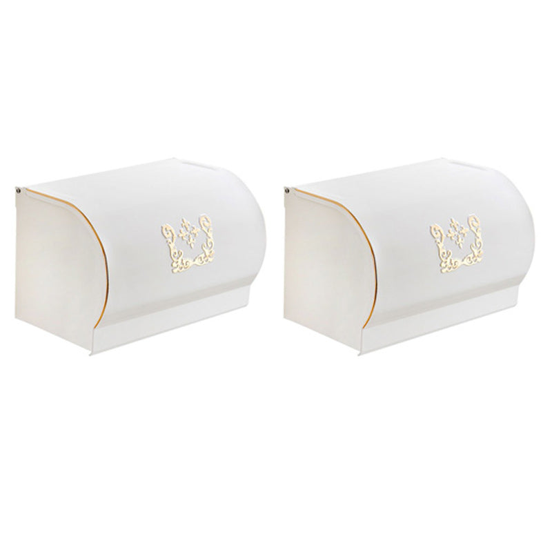 Vintage Bathroom Accessory Set Aluminum Paper Holder in White 2 Piece Set Toilet Paper Holder (8"L) Clearhalo 'Bathroom Hardware Sets' 'Bathroom Hardware' 'Bathroom Remodel & Bathroom Fixtures' 'bathroom_hardware_sets' 'Home Improvement' 'home_improvement' 'home_improvement_bathroom_hardware_sets' 7160226