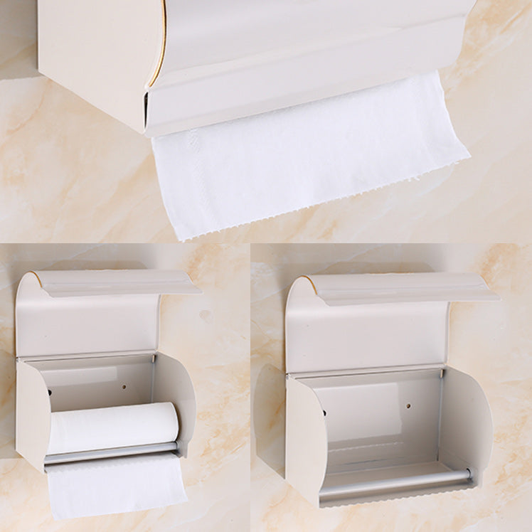 Vintage Bathroom Accessory Set Aluminum Paper Holder in White Clearhalo 'Bathroom Hardware Sets' 'Bathroom Hardware' 'Bathroom Remodel & Bathroom Fixtures' 'bathroom_hardware_sets' 'Home Improvement' 'home_improvement' 'home_improvement_bathroom_hardware_sets' 7160231