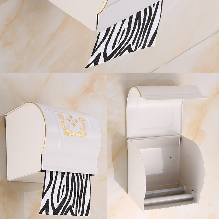 Vintage Bathroom Accessory Set Aluminum Paper Holder in White Clearhalo 'Bathroom Hardware Sets' 'Bathroom Hardware' 'Bathroom Remodel & Bathroom Fixtures' 'bathroom_hardware_sets' 'Home Improvement' 'home_improvement' 'home_improvement_bathroom_hardware_sets' 7160232