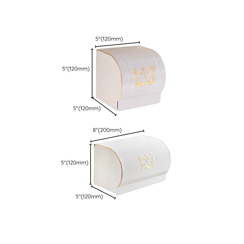 Vintage Bathroom Accessory Set Aluminum Paper Holder in White Clearhalo 'Bathroom Hardware Sets' 'Bathroom Hardware' 'Bathroom Remodel & Bathroom Fixtures' 'bathroom_hardware_sets' 'Home Improvement' 'home_improvement' 'home_improvement_bathroom_hardware_sets' 7160236