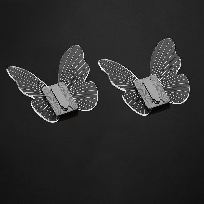 Modern Brass Bathroom Accessory Set Acrylic Butterfly Themed Robe Hooks Black 2 Piece Set Clearhalo 'Bathroom Hardware Sets' 'Bathroom Hardware' 'Bathroom Remodel & Bathroom Fixtures' 'bathroom_hardware_sets' 'Home Improvement' 'home_improvement' 'home_improvement_bathroom_hardware_sets' 7160296