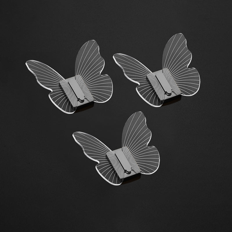 Modern Brass Bathroom Accessory Set Acrylic Butterfly Themed Robe Hooks Black 3 Piece Set Clearhalo 'Bathroom Hardware Sets' 'Bathroom Hardware' 'Bathroom Remodel & Bathroom Fixtures' 'bathroom_hardware_sets' 'Home Improvement' 'home_improvement' 'home_improvement_bathroom_hardware_sets' 7160299