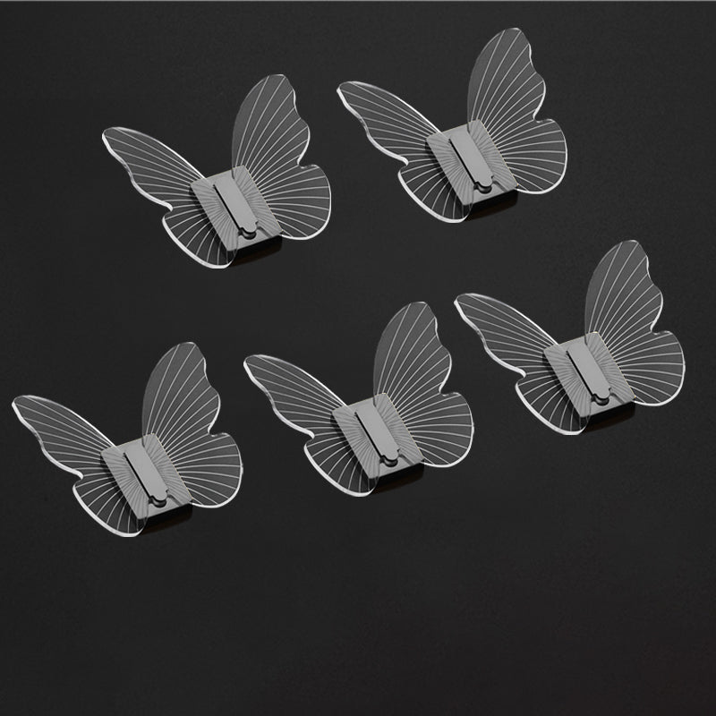 Modern Brass Bathroom Accessory Set Acrylic Butterfly Themed Robe Hooks Black 5 Piece Set Clearhalo 'Bathroom Hardware Sets' 'Bathroom Hardware' 'Bathroom Remodel & Bathroom Fixtures' 'bathroom_hardware_sets' 'Home Improvement' 'home_improvement' 'home_improvement_bathroom_hardware_sets' 7160300