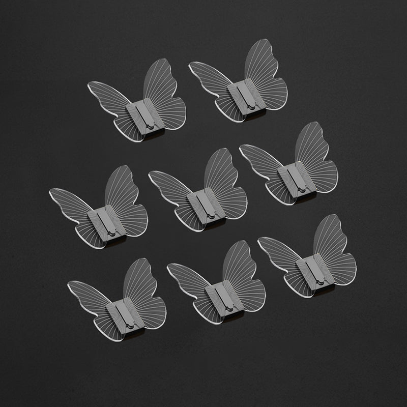 Modern Brass Bathroom Accessory Set Acrylic Butterfly Themed Robe Hooks Black 8 Piece Set Clearhalo 'Bathroom Hardware Sets' 'Bathroom Hardware' 'Bathroom Remodel & Bathroom Fixtures' 'bathroom_hardware_sets' 'Home Improvement' 'home_improvement' 'home_improvement_bathroom_hardware_sets' 7160302