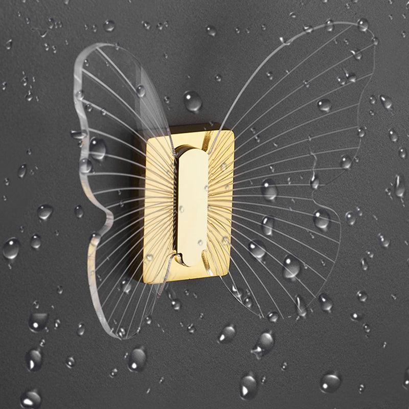Modernes Badezimmerzubehör-Set aus Messing mit  Acryl-Schmetterlings-Bademantelhaken – Clearhalo